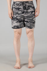 Men's Black Tee with Grey Camo Shorts Set