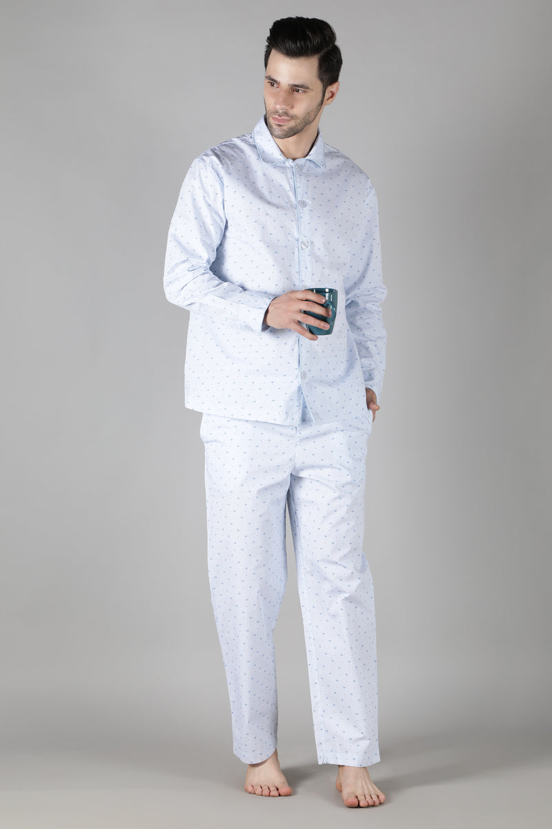 Men's Powder Blue Pyjama Set