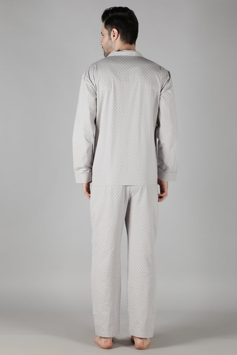 Men's Grey Cubic Pyjama Set