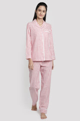 Red/White Stripe Cotton Pyjama Set