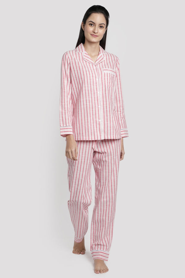 Red/White Stripe Cotton Pyjama Set