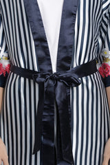 Scented Stripe Tie-Up Robe & Pyjama Set