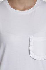Solid White Tee With Blue/White Lurex Stripe Pyjama