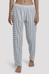 Solid White Tee With Blue/White Lurex Stripe Pyjama