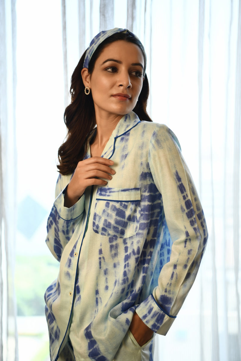 Blue/White Tie-Dye Pj Set