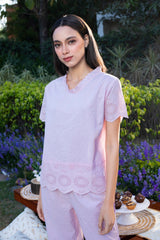 Pink Dawn Dobby Capri Set