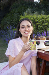 Pink Dawn Dobby Capri Set