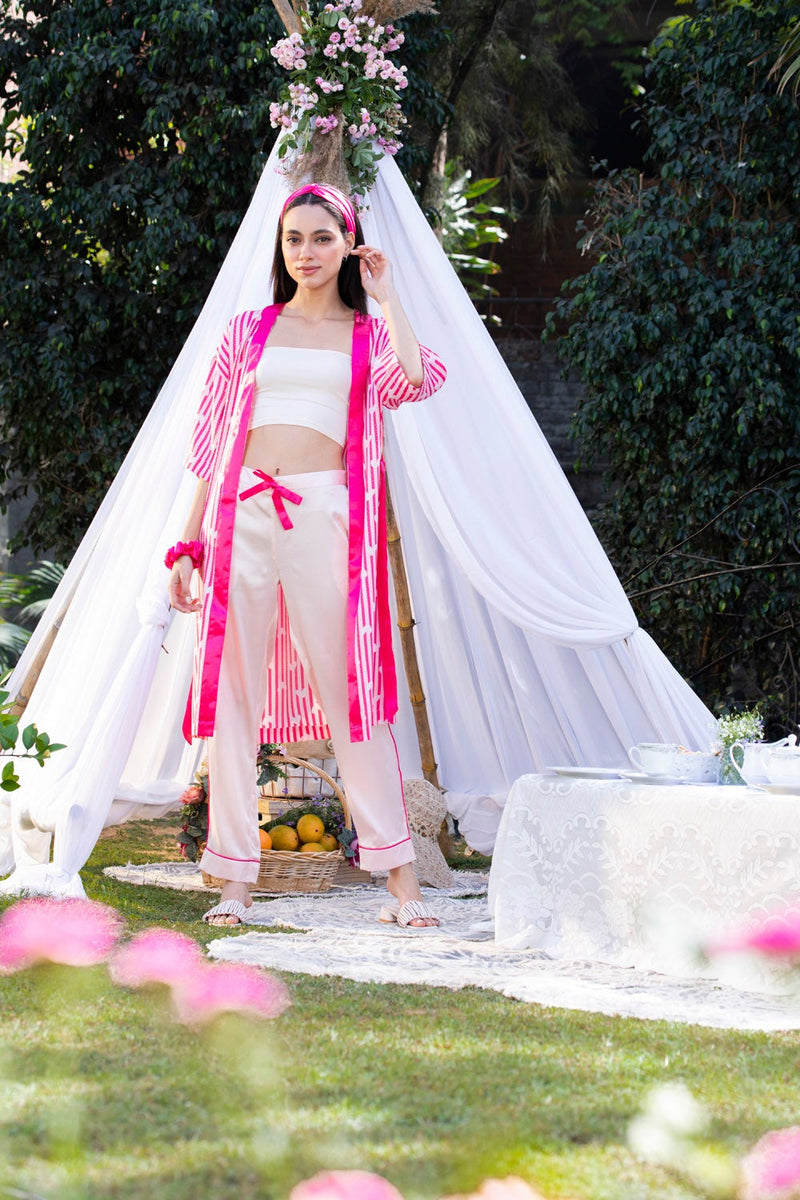 Pink Heart Tie-Up Robe