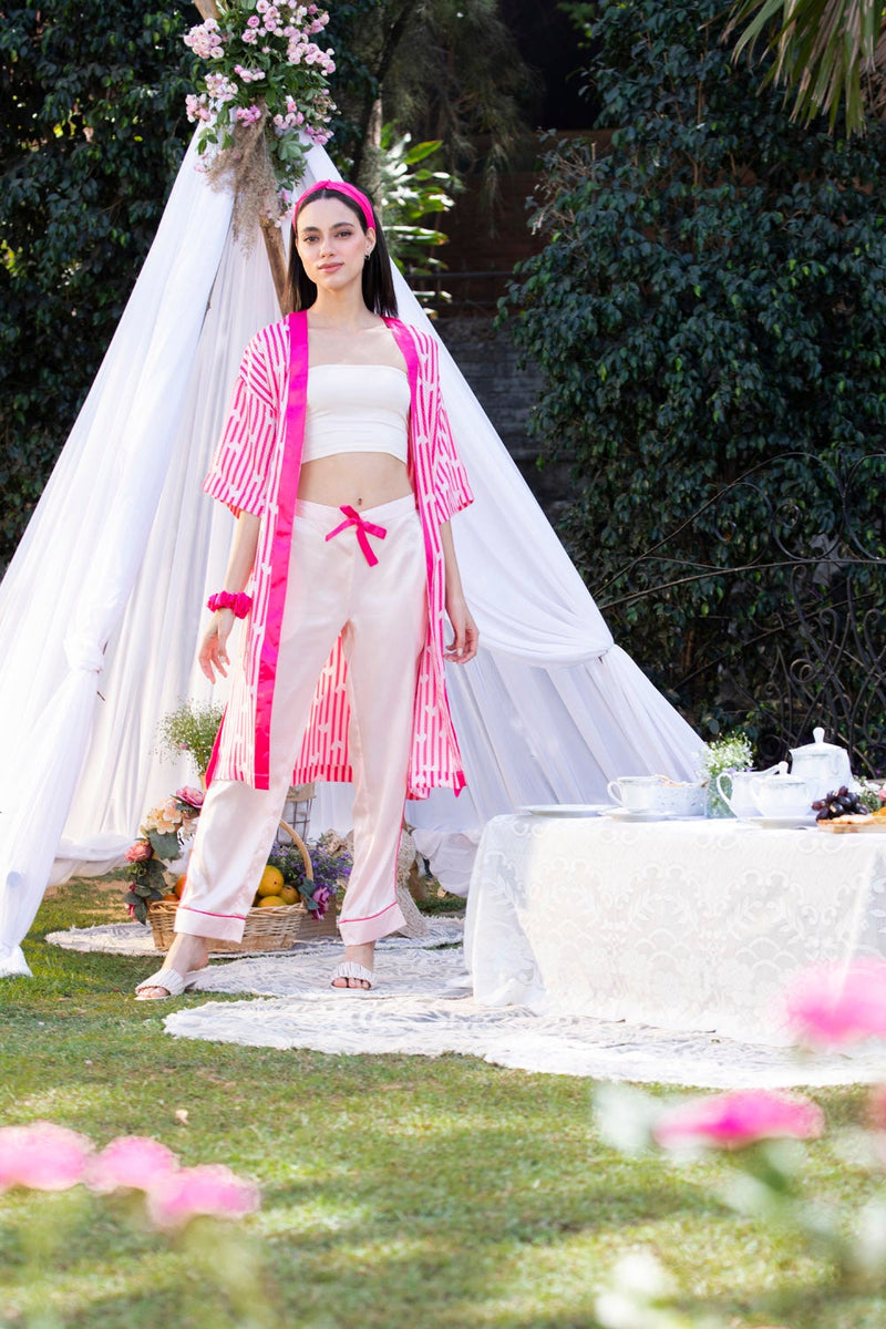 Pink Heart Tie-Up Robe