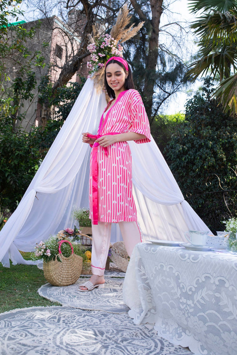 Pink Heart Tie-Up Robe