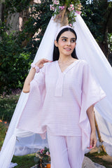 Silver Lurex Stripe Kaftan Style Pyjama Set