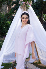 Silver Lurex Stripe Kaftan Style Pyjama Set