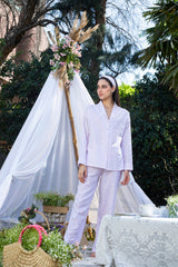 White/Pink Lurex Stripe Pyjama Set
