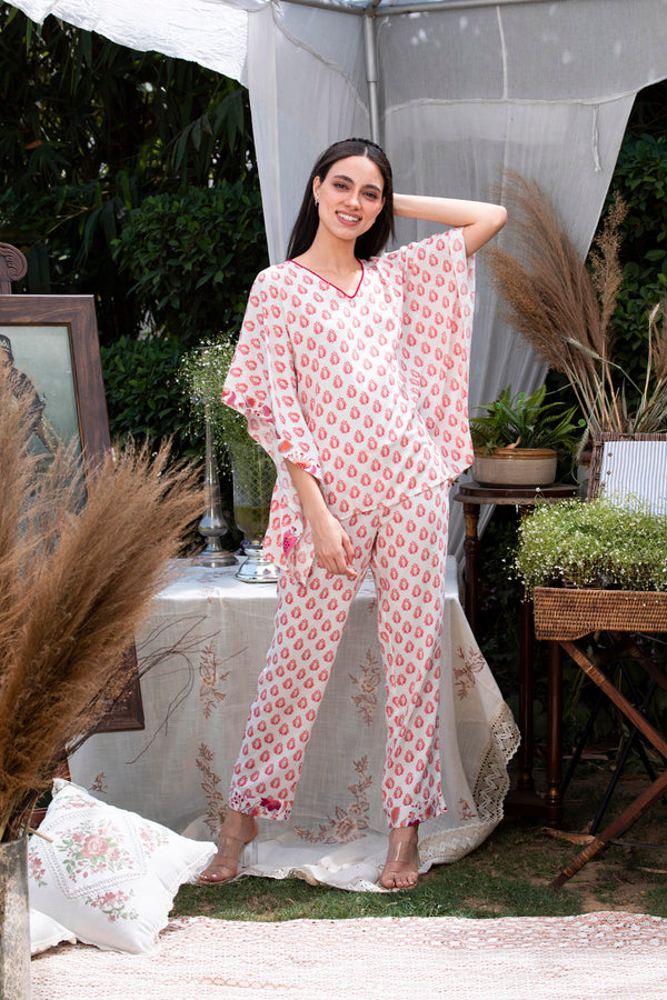 Pink Ambi Kaftan Style Pyjama Set