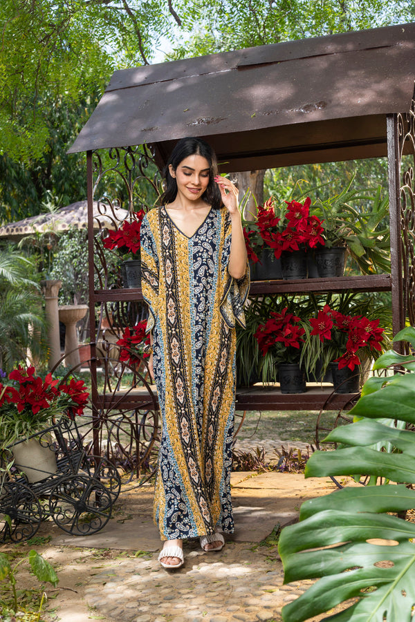 Blue/Yellow Paisley Kaftan