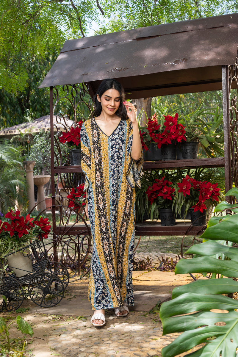 Blue/Yellow Paisley Kaftan