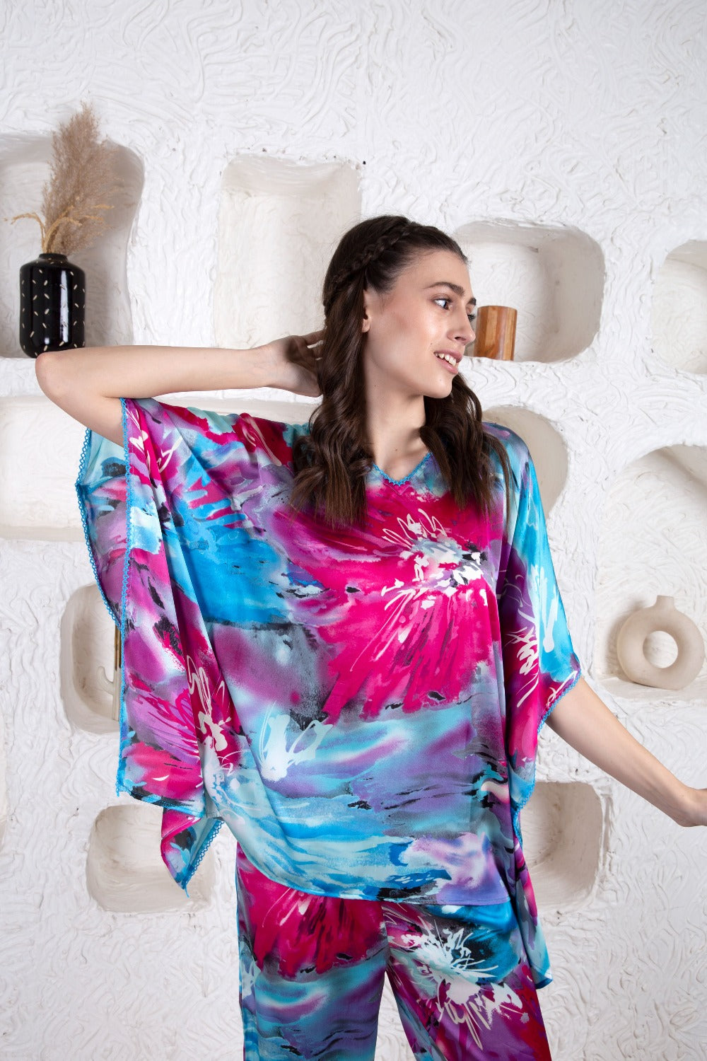 Vivid Whisk Kaftan Style Pyjama Set