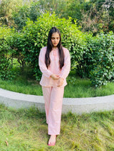 Pink Cotton Dobby Pyjama Set