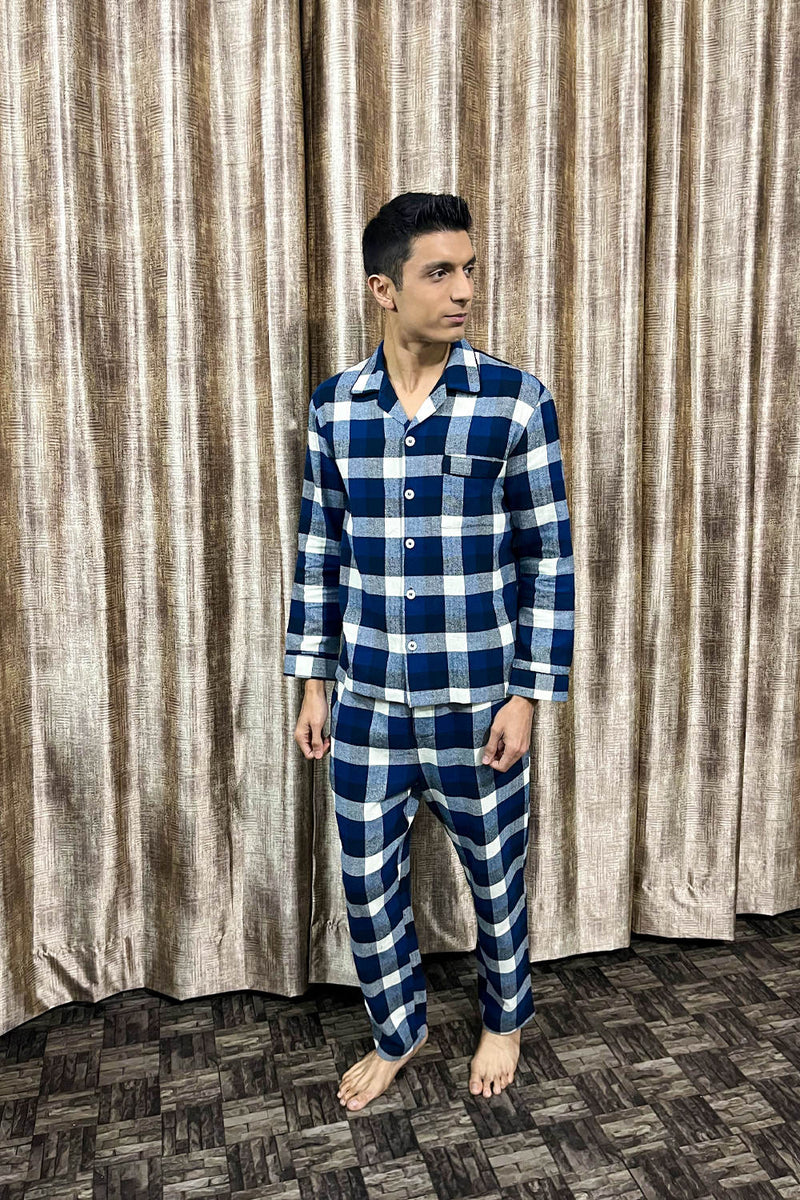 Blues Muse Cotton Flannel Men's Pyjama Set